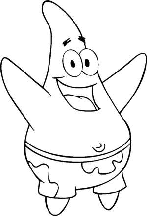 Patrick Star Cartoon Outline PNG image with transparent background