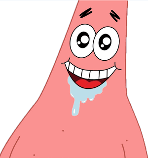 Patrick Star Drooling Cartoon PNG image with transparent background