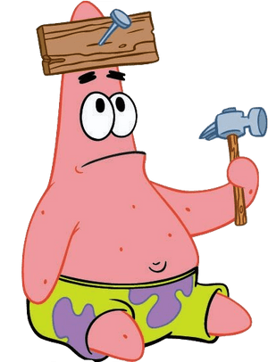 Patrick Star Hammering Nail PNG image with transparent background