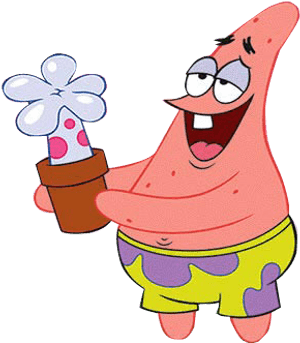 Patrick Star Holding Flower Pot PNG image with transparent background