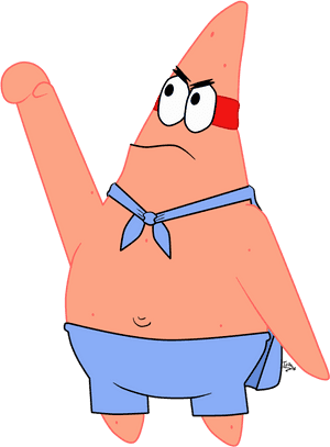 Patrick Star Raising Hand Illustration PNG image with transparent background