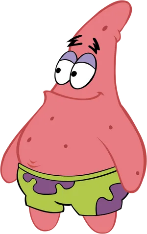 Patrick Star Standing Cartoon PNG Image