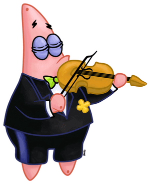 Patrick Star Violinist Cartoon PNG image with transparent background