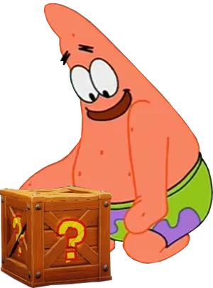 Patrick Star With Mystery Box PNG Image