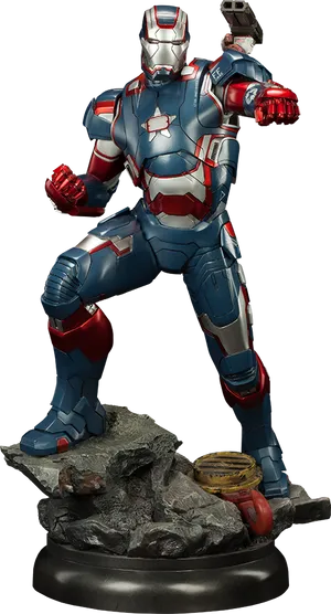 Patriotic Armored Hero Statue PNG Image