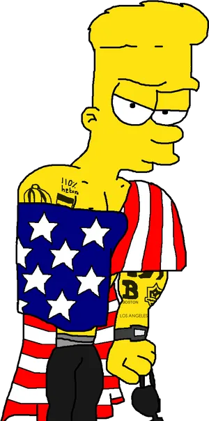 Patriotic Bart Simpson Character Illustration PNG Image