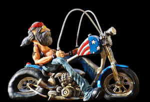 Patriotic Biker Figurine PNG with transparent background