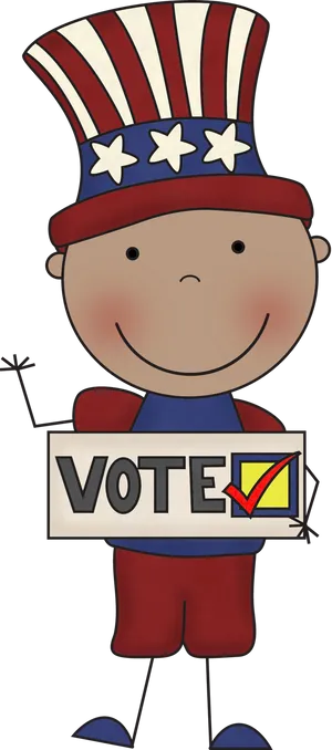 Patriotic Cartoon Character Voting PNG Image