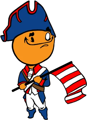 Patriotic Cartoon Characterwith Flag PNG Image