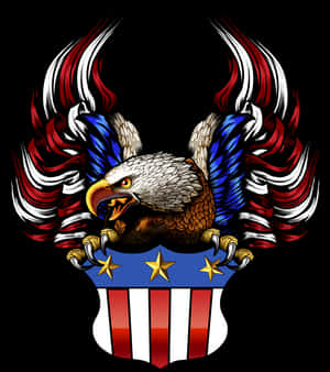 American Flag Eagle Png Black And White Download - Bald Eagle With Shield, Transparent Png PNG image with transparent background