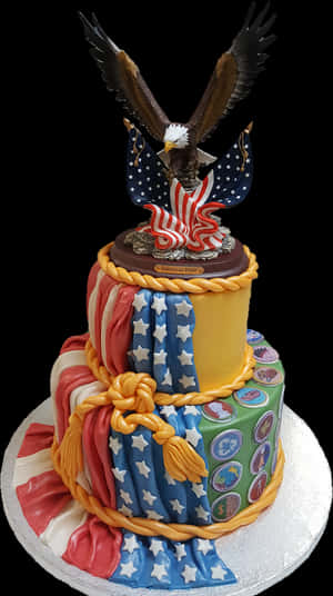 Patriotic Eagle Themed Cake PNG image with transparent background