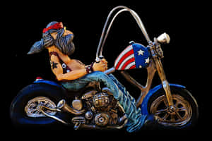 Patriotic Fantasy Biker Figurine PNG with transparent background