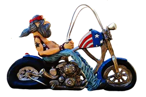 Patriotic Fantasy Biker Figurine PNG Image