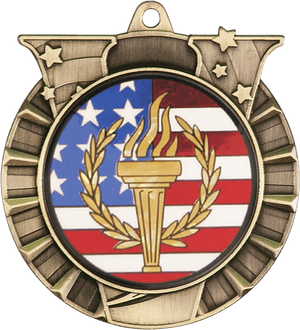 Patriotic Medalwith Torchand Stars PNG image with transparent background