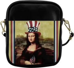 Patriotic Mona Lisa Crossbody Bag PNG Image