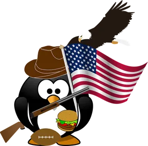 Patriotic Penguinwith American Flagand Eagle PNG Image