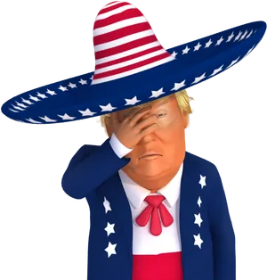 Patriotic Sombrero Caricature PNG Image