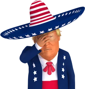 Patriotic Sombrero Cartoon Character PNG Image