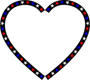 Patriotic Star Heart Outline PNG Image