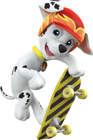 Paw Patrol Marshall Skateboarding PNG Image