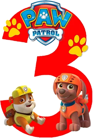 Paw Patrol Number3 With Characters PNG Image