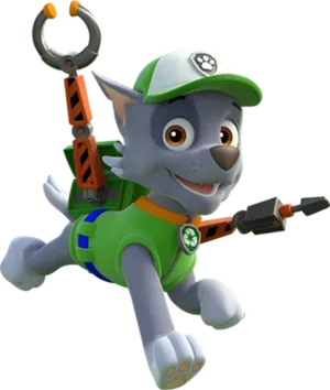 Paw Patrol Rocky Action Pose PNG Image