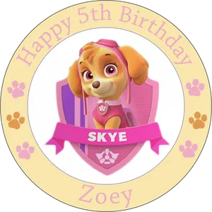 Paw Patrol Skye5th Birthday Celebration PNG Image