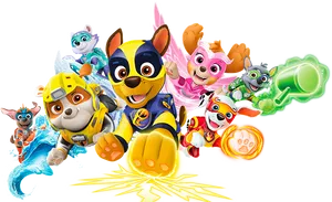 Paw Patrol Team Action Pose PNG Image