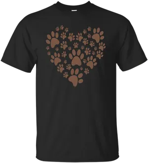 Paw Print Heart T Shirt Design PNG Image