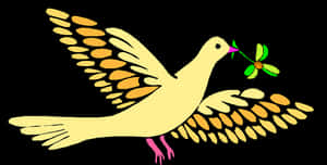Peace Dovewith Olive Branch Illustration PNG with transparent background