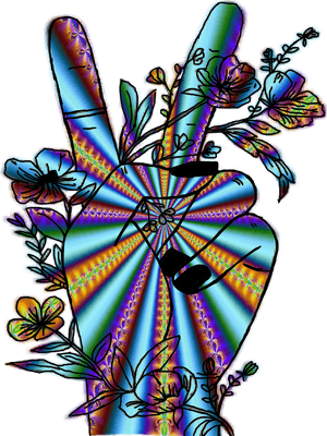 Peace Hippie Trippy Psychedelic Hand Signlanguage Peace - Trippy Peace Sign Hand, HD Png Download PNG image with transparent background