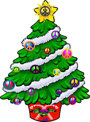 Peace Sign Christmas Tree PNG image with transparent background