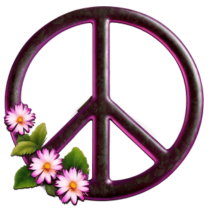 Peace Sign with Flowers PNG ics76 PNG