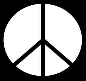 Peace Symbol Blackand White PNG image with transparent background