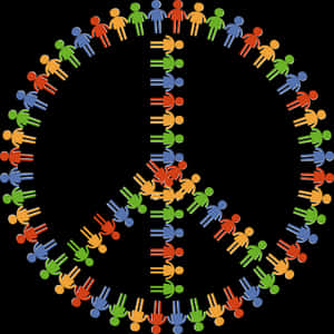 Peace Symbol Human Figures PNG image with transparent background
