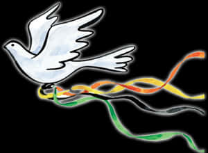 Peaceful Dovewith Colorful Ribbons PNG image with transparent background