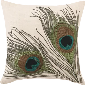 Peacock Feather Pillow Design PNG Image