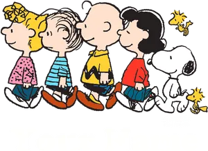 Peanuts Characters Lineup PNG Image