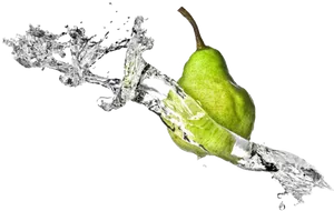 Pear Water Splash Dynamic Capture PNG Image