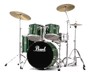 Pearl Drum Set Green PNG Image