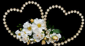 Pearl Embellished Floral Hearts PNG image with transparent background