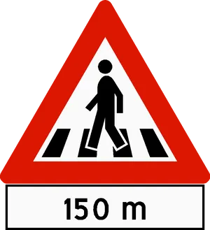 Pedestrian Crossing Sign150m Ahead PNG Image