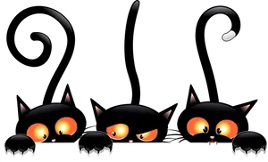 Peekaboo Black Cats Cartoon PNG Image