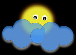 Peeking Sun Behind Clouds PNG image with transparent background