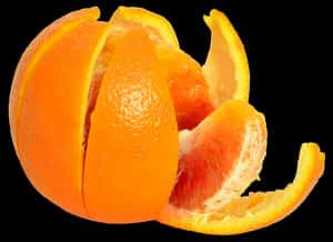 Peeled Orange Artistic Display PNG image with transparent background