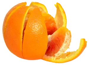 Peeled Orange Artistic Display PNG Image