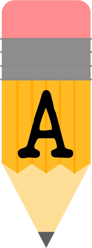 Pencil With Letter A Clipart PNG Image