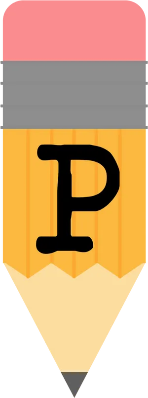 Pencil With Letter P Clipart PNG Image