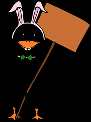 Penguinin Bunny Earswith Sign PNG image with transparent background