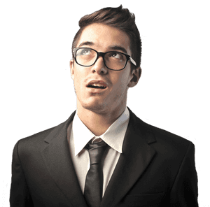 Pensive Businessman Looking Upward PNG image with transparent background